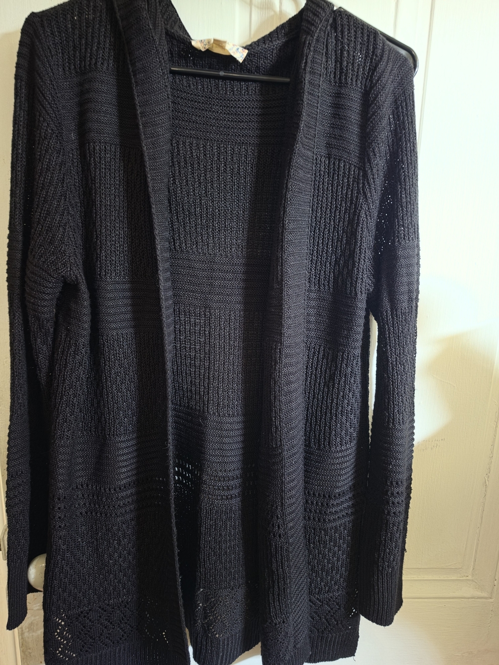 Pink Republic Black Open-Front Knit Cardigan